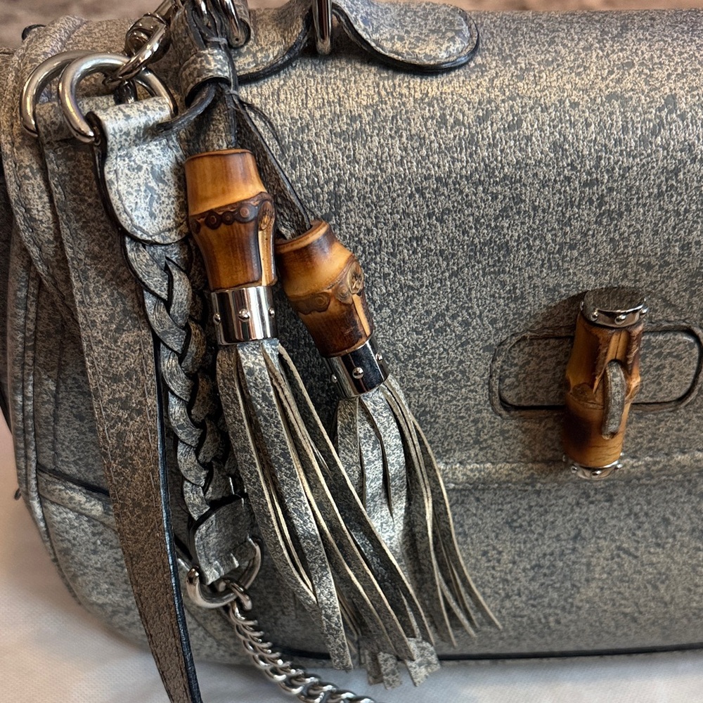 Gucci Gray Handbag with Bamboo Handle - Picture 2 of 10